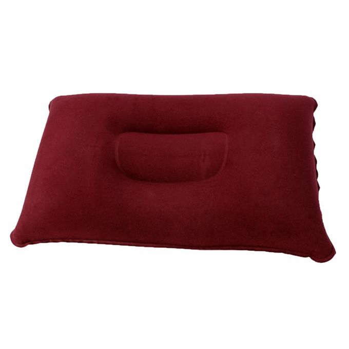 Inflating Camping Pillow Portable Inflatable Travel 38x24cm Wine Red