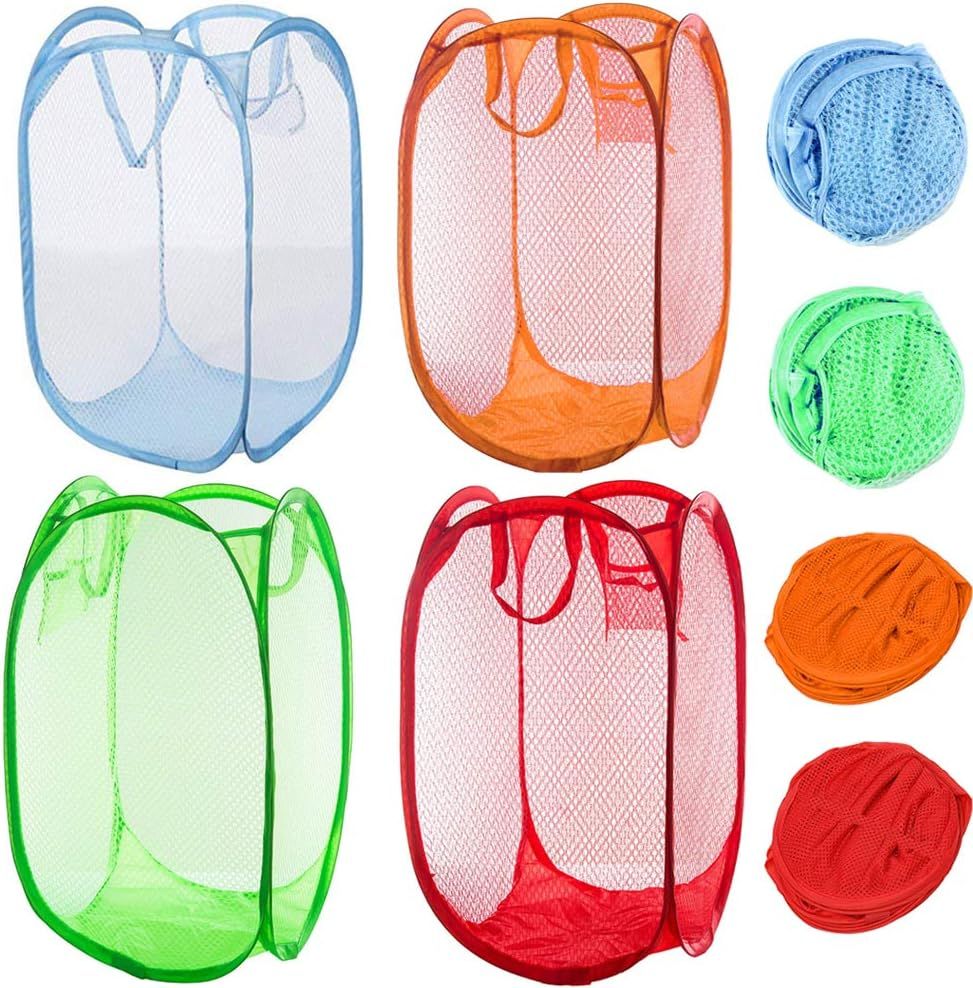 4 Pcs Foldable Pop Up Laundry Mesh Basket