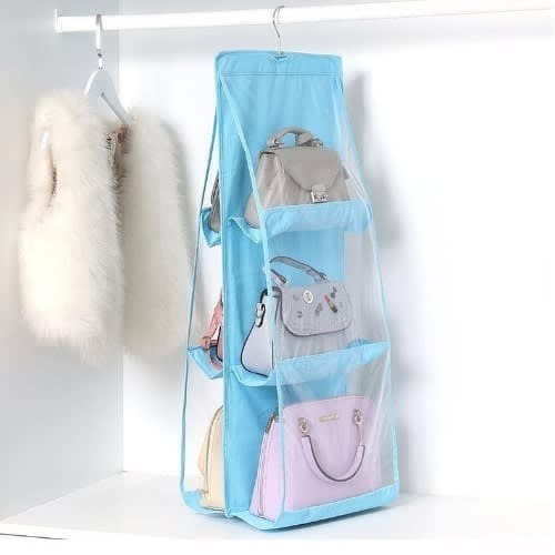 Transparent Bag Organizer - Blue - 6-pocket