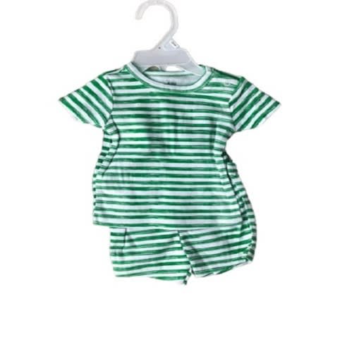 Baby Boys Top And Short Set 2pcs Kids Set- Green And White