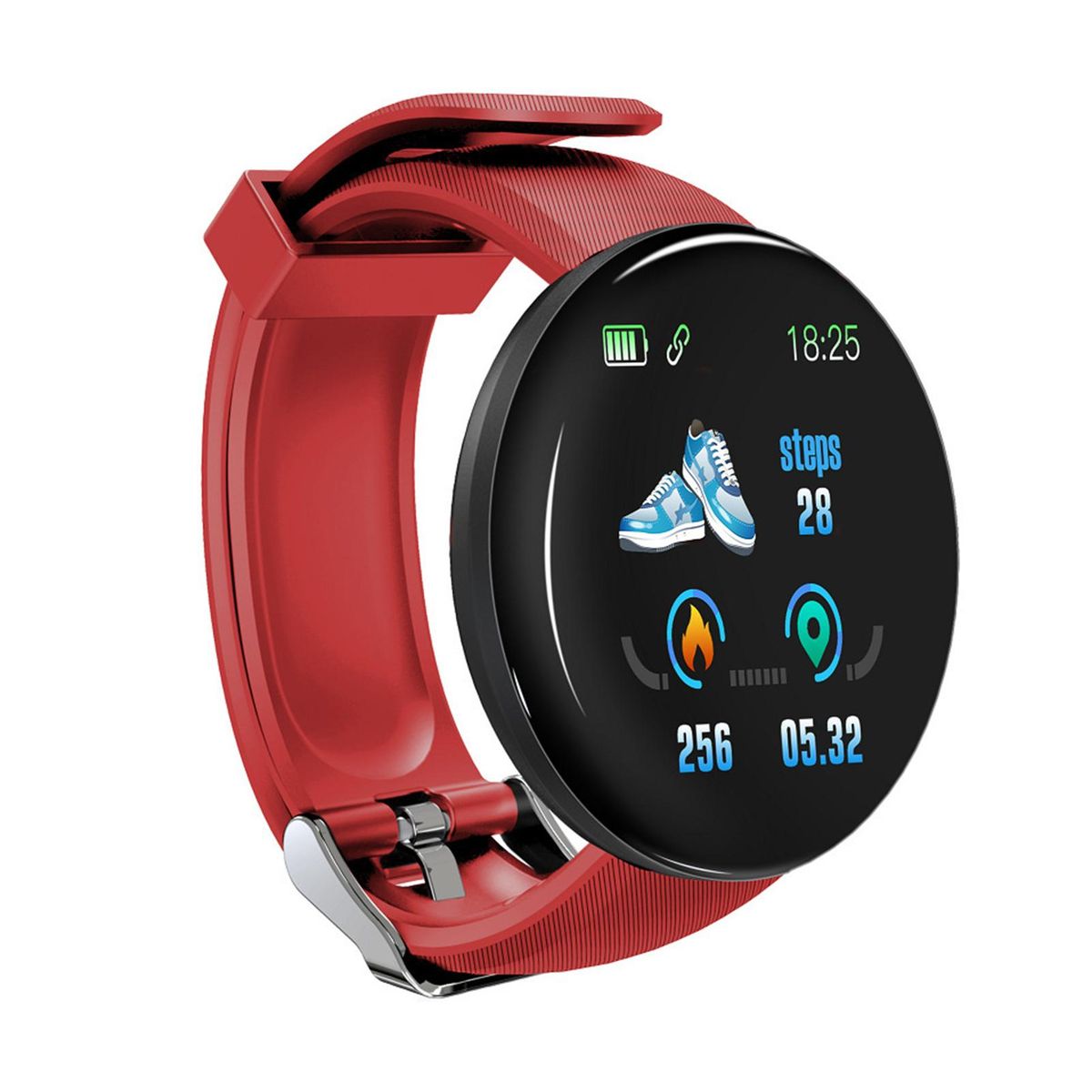 D18S Smart Watch Colorful Touch Screen Heart Rate-Red