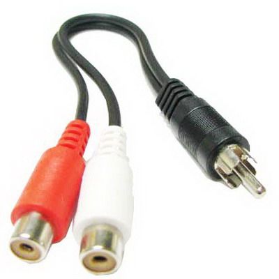 2 AV Female To 1 Male Y Splitter Video Cable