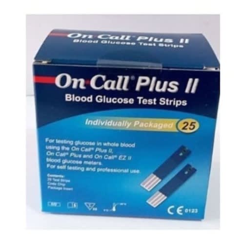 On Call Plus II Blood Glucose Test Strips - 25 Pcs