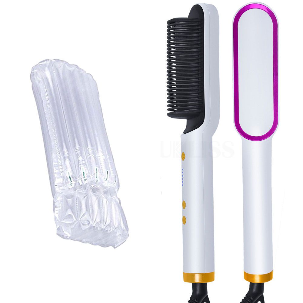 Multifunctional Hair Straightening Brush Men Beard Straightener Heated Brush Ceramic Curler Hot Comb Straight Electric Hairbrush  No Box