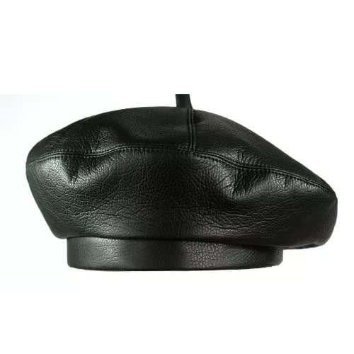 Unisex Leather Beret - Black