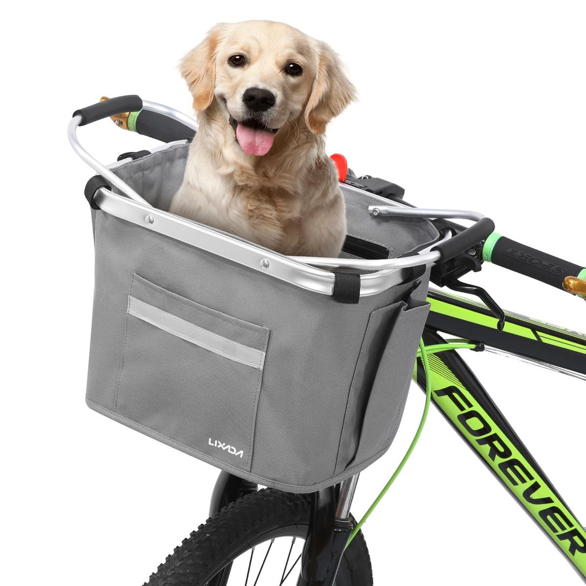 Lixada Collapsible Bike Basket Bicycle Handlebar Front Basket Pet Carrier Bag for Shopping Commuting