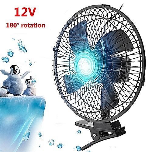 Portable 12V DC Electric Oscillating Car Cooler Fan Clip Switch Outdoor Camping