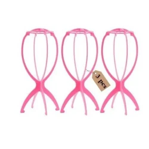 Plastic Wig Stand -3 In 1 Pack - Pink