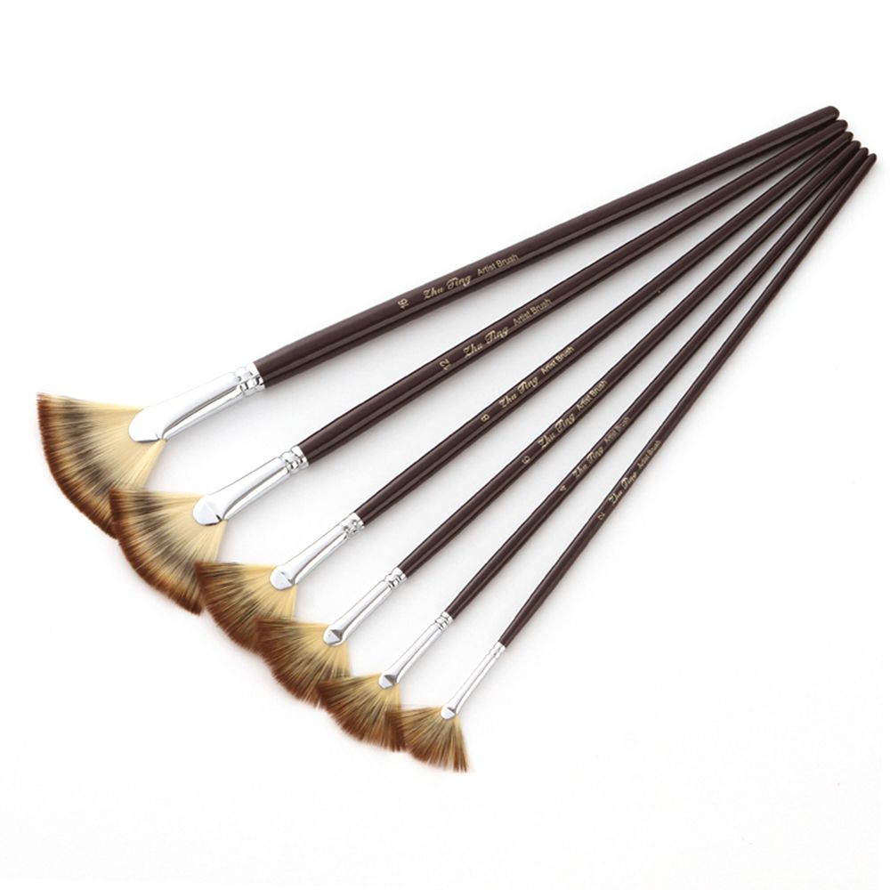 6pcs Professional Fan Paint Brushes Anti-Shedding Nylon Hair