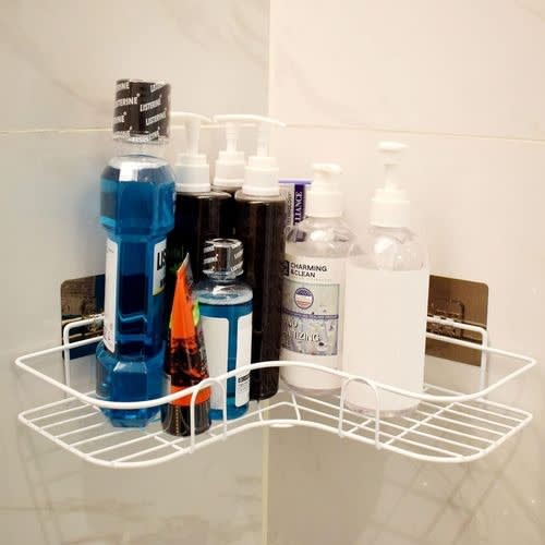 Wall Mounted Bathroom Corner Shelf Caddy - 1 Pc  - White