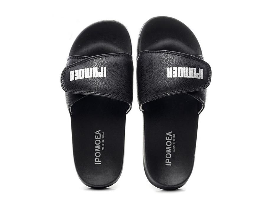 Men's Slippers Summer Flip-Flops Rubber Soft Black