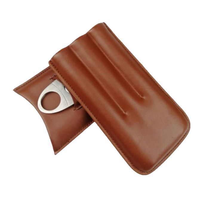 Leather Portable  Holder Waterproof Case Tube W/   Men