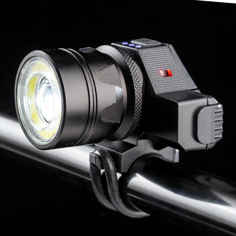 New T6 bicycle headlight warning light zoom aluminum alloy headlight riding light 300 lumens headlight detachable black