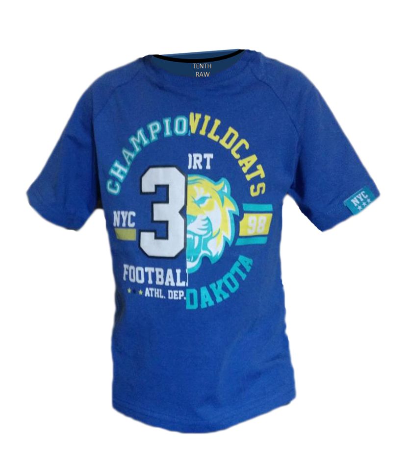 Kids Children Boys Blue Wildcat Football Summer T-Shirt
