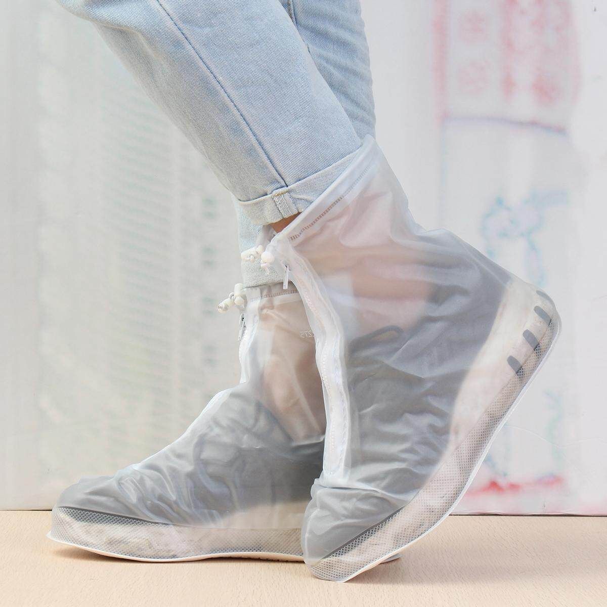 Reusable Rain Shoe Covers Bike Waterproof Zipper Overshoes Boots XL(41-42):29.5cm/11.6inch XL