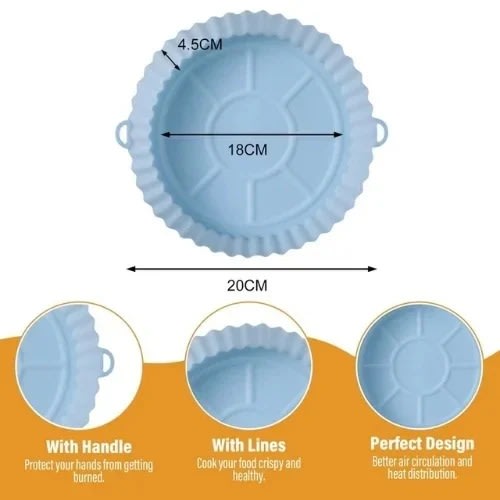 Silicone Air Fryer Liner - big Size - 18cm/20cm/4.5cm - Blue
