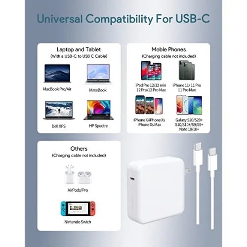Type C Charger For 13-inch Macbook Pro - 100 Watts