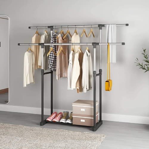 Big Extendable Double Pole Cloth Rack/ Cloth Hanger