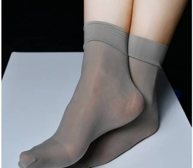 Grey Ankle Sheer Slipper Socks. (10 Pairs)