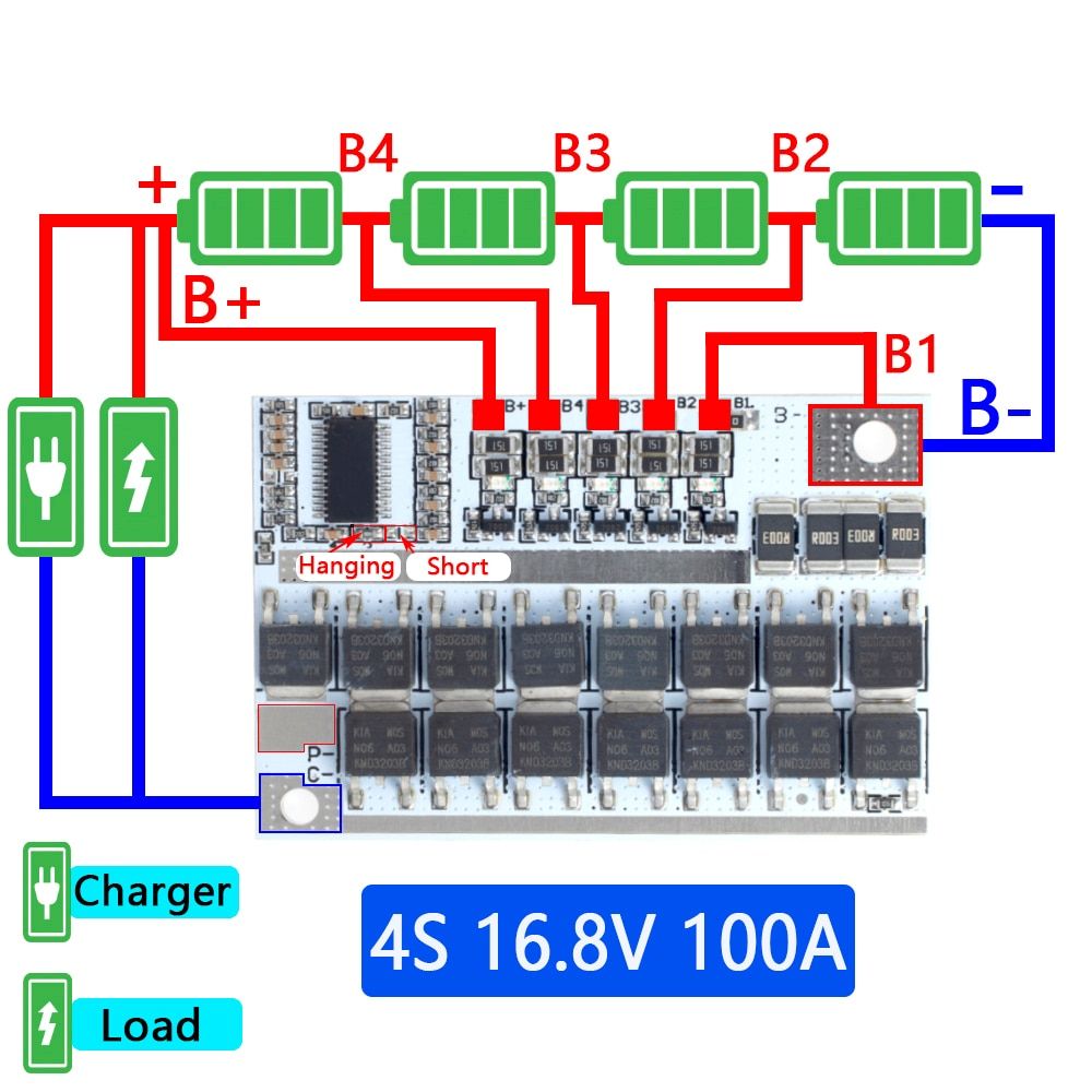 3s/4s/5s Bms 12v 16.8v 21v 3.7v 100a Li-ion Lmo Ternary Lithium Battery Protection Circuit Board Li-polymer Balance Charging