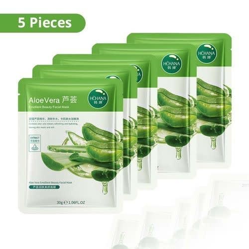 Aloe Vera Face Mask & Anti Wrinkle Moisturizing Skin Care - 5pcs x 30g