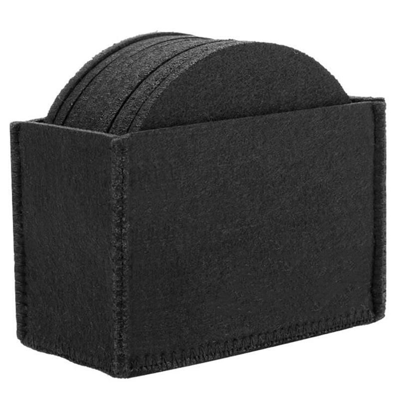 Round Felt Coaster Cup Mat Pad Storage Box For Bowl Mug Glass Plate Creative Placemats Drink Accessories Insulated Coaster 10Pcs Coaster