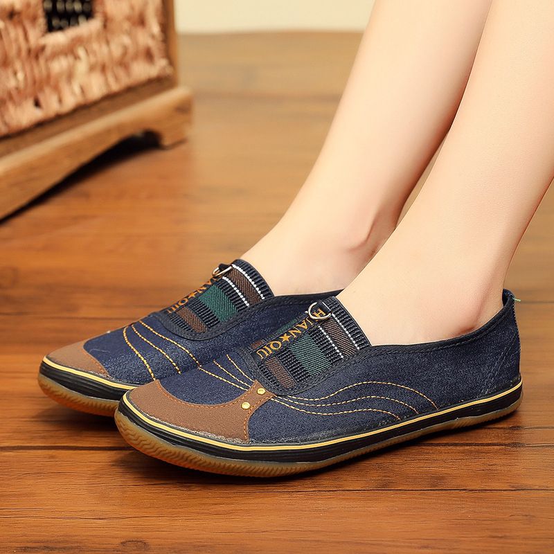 Non-slip Flat Canvas Shoes For Women - Blue