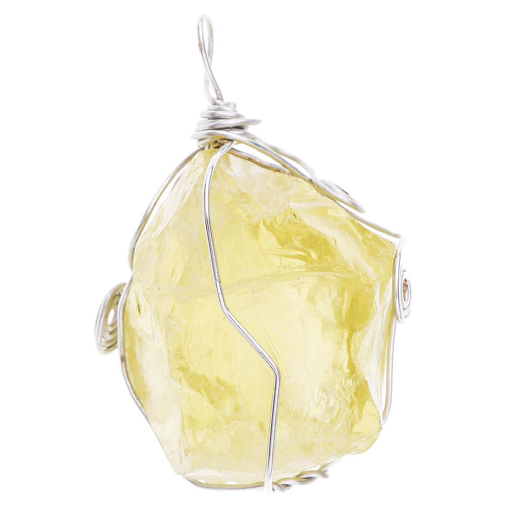 Wire Wrapped Jewelry Natural Citrin Crystal Stone Pendant