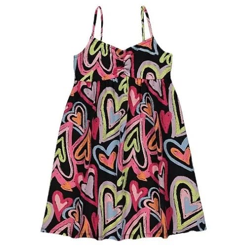 Heart Print Dress And Long Sleeve Top Outfit 7-8 Years