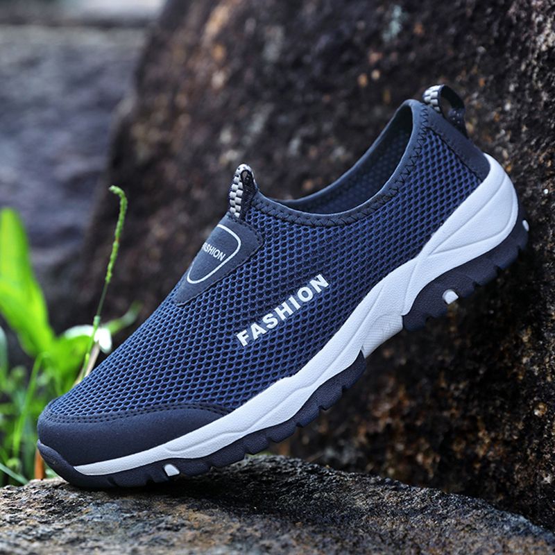 Outdoor Hiking Shoes Men's Fashion Sneakers Size 45 46 Summer Breathble Climbing Trekking Shoes Male Sport Sneakers Slip On Wear-resistant Travel Walking Footwear Quick Drying Water Shoes Blue