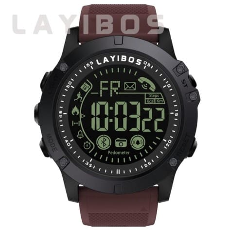 LAYIBOS Sports Waterproof Wrist Watch - Brown - LB2