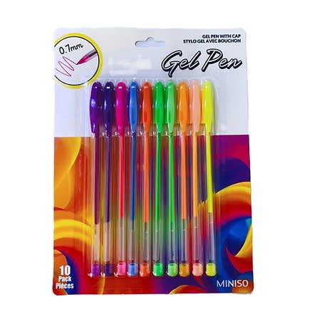 Gel Pen With Cap 10 Pack- Coloured