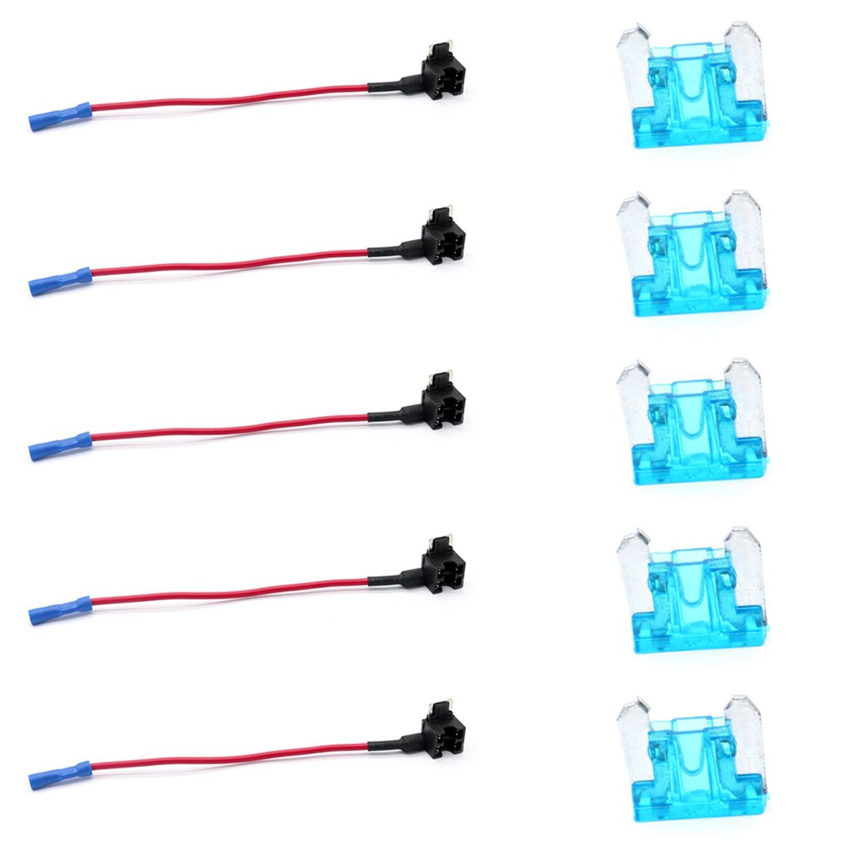 10Pcs 12V Car Add-a-circuit Low Profile Mini Fuse Tap Adapter Mini Blade Fuse Holder with 5Pcs 15A Fuses