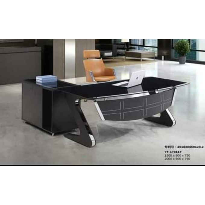 Executive CEO Glass Office Table With Extension