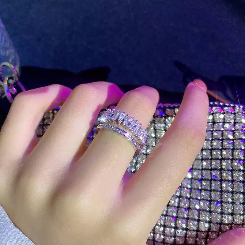 Adjustable Silver Zirconia Ring With Stones