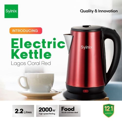 Electric Kettle - 2.2L - 2000W - Coral Red