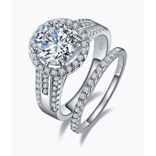 White Topaz Wedding Ring - Silver