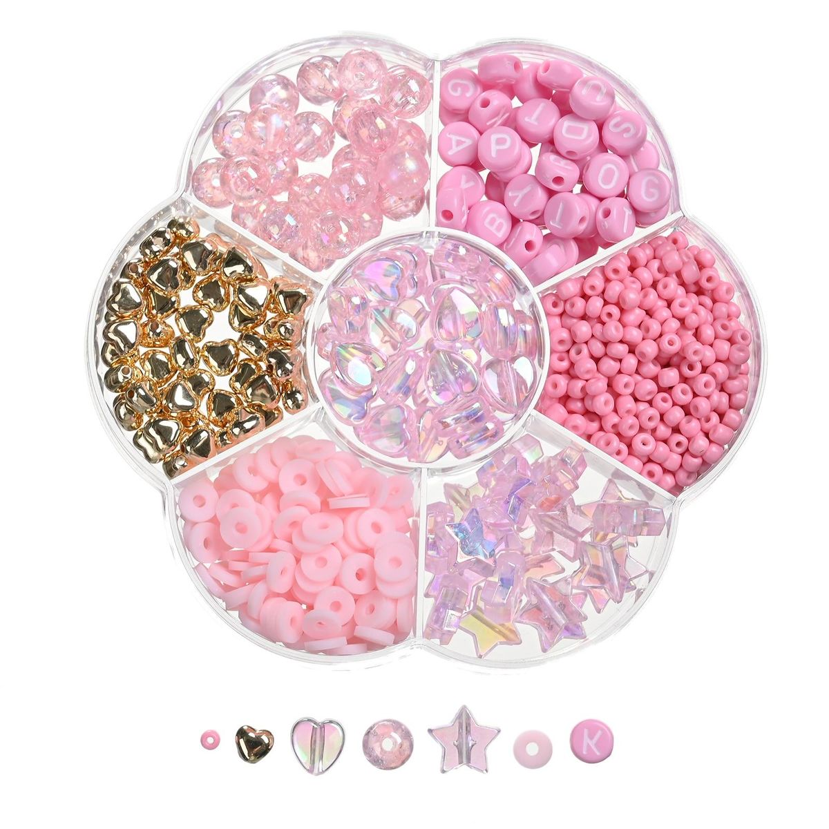 765pcs/Box Pink Letter Star Round Heart Seed Beads Loose Clay Spacer Beads For Jewelry Making Bracelet Necklace Diy Accessories
