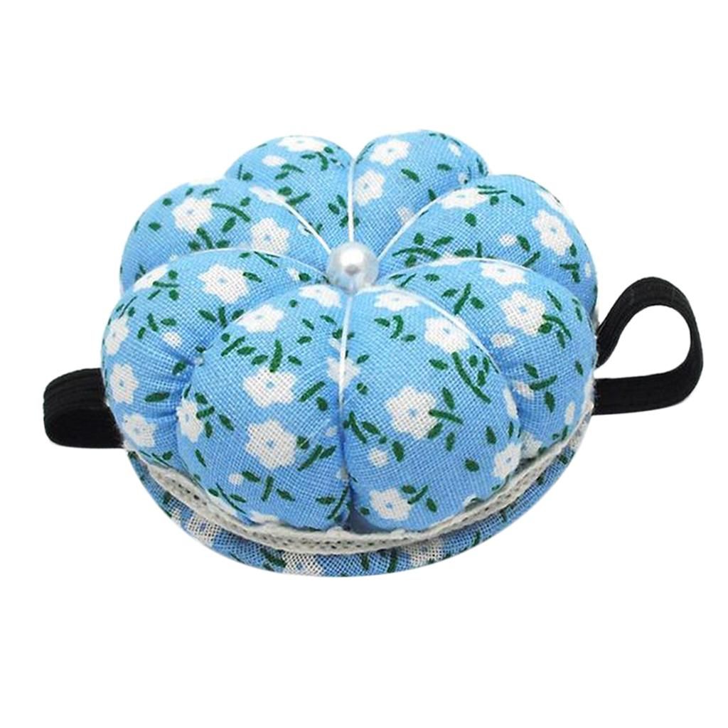 Lovely Wrist Pin Cushion Pumpkin Shape Wearable  Cushions With Blue