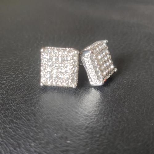 Mens Iced Gold Square Stud Luxury Earrings