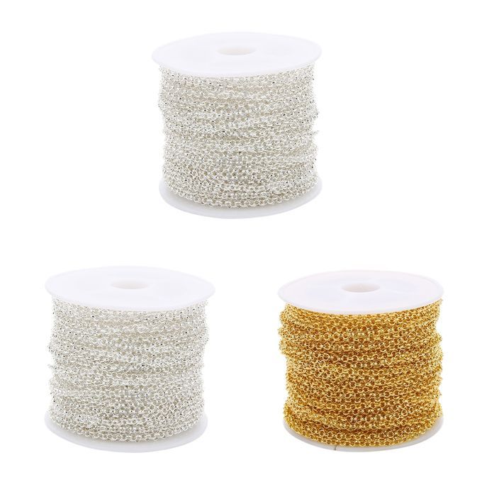 3x 10 YardsRoll Necklace Chains Pendants Bulk Link For Jewelry Making