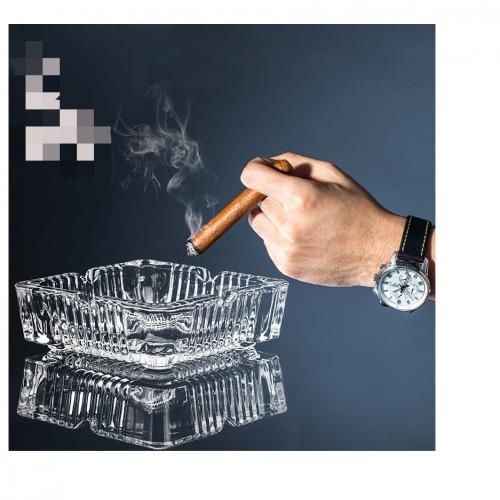 Sleek Glass Cigarette Ashtray - 2pcs