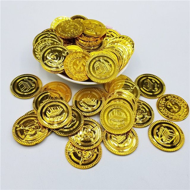 100pcs/set Foreign Trade Pirate Gold Coin Pirate Props Gold