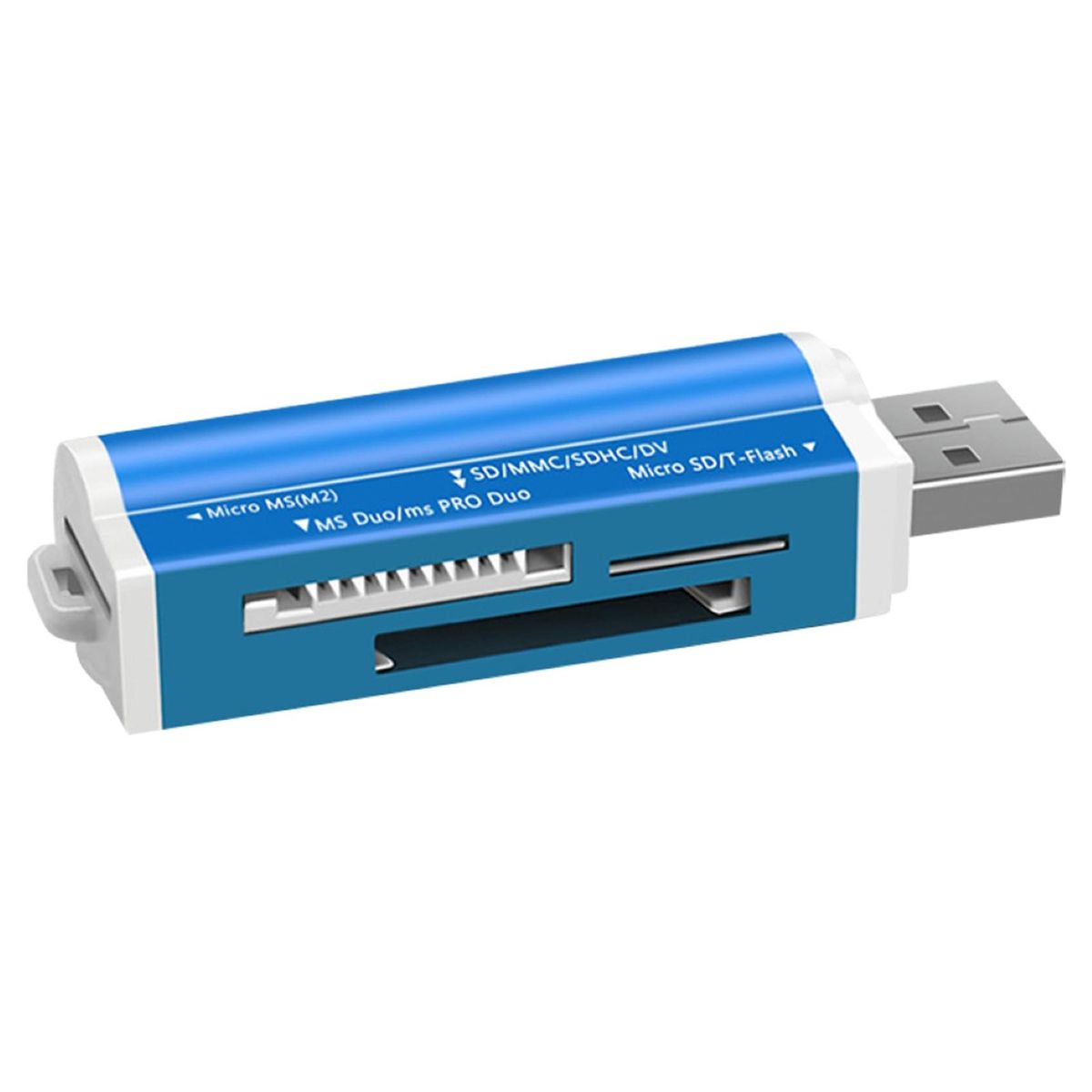 4 in 1 Mini Portable USB TF/Micro-SD/MS/M2 Card Reader-Blue