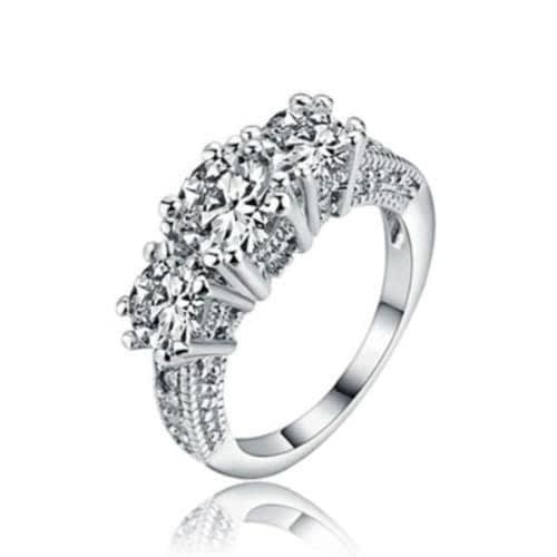 Three Cubic Engagement Ring- Silver