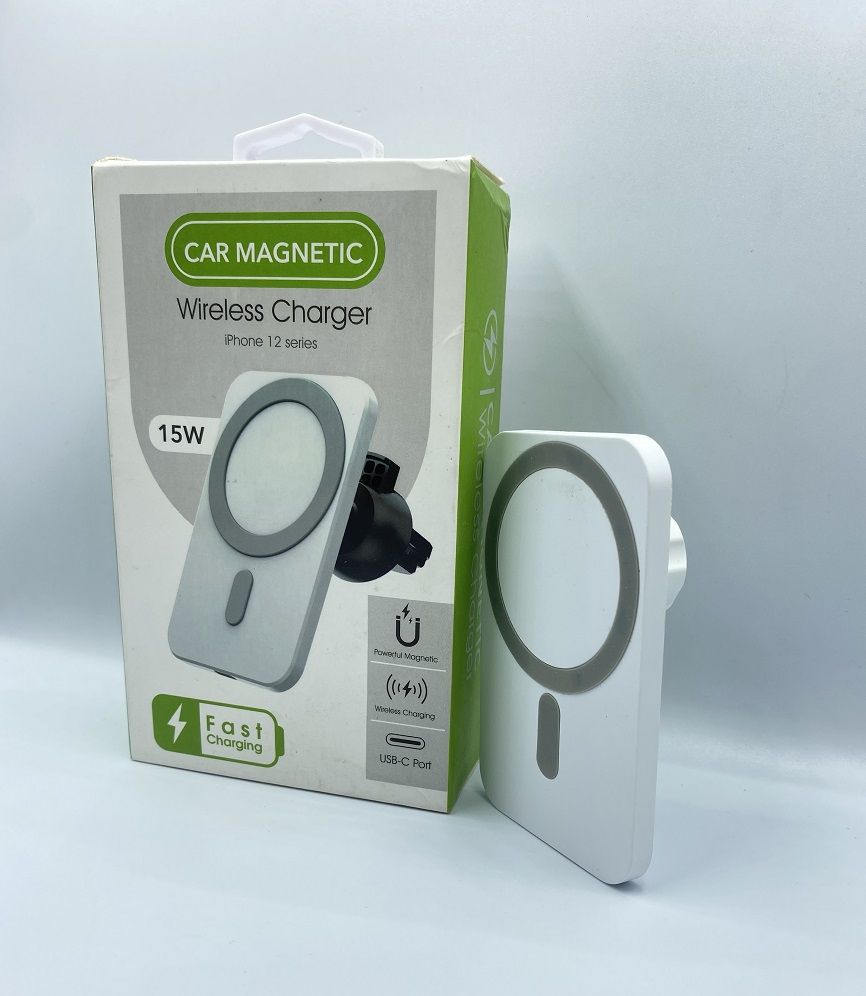 15w Safe Car Magnetic Wireless Charger White