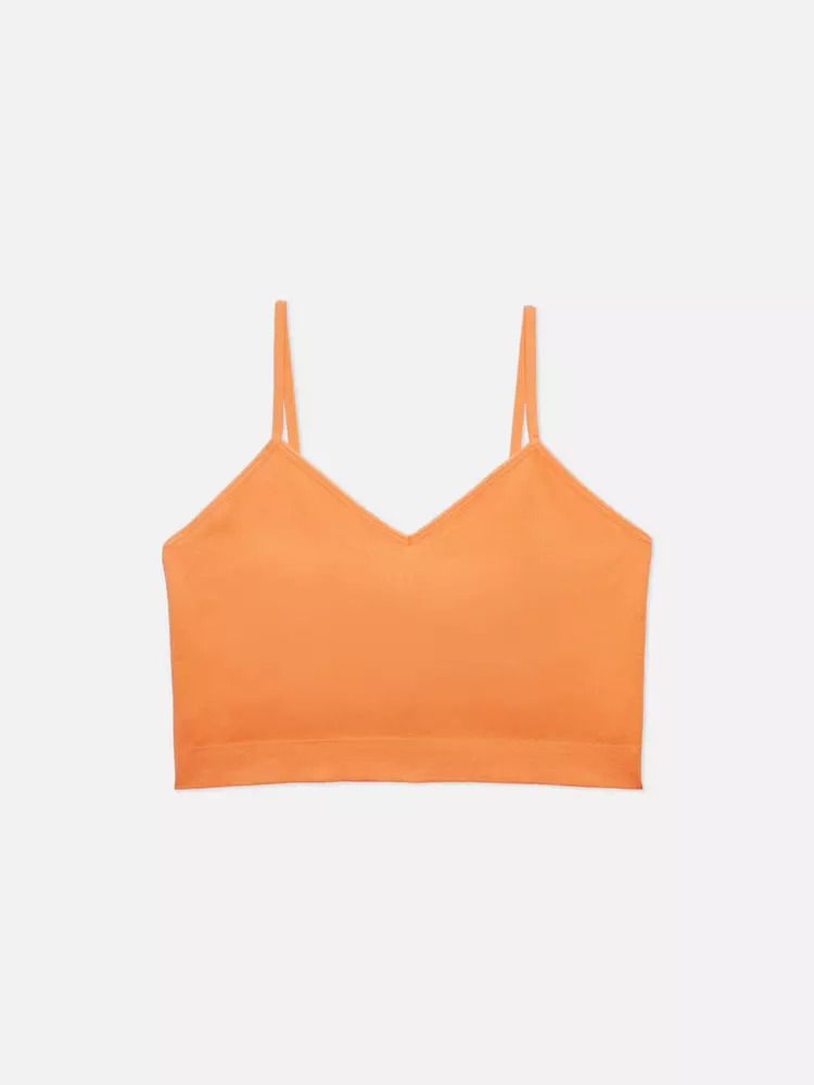 Ribbed Cropped Cami Lounge Pyjama Top Orange