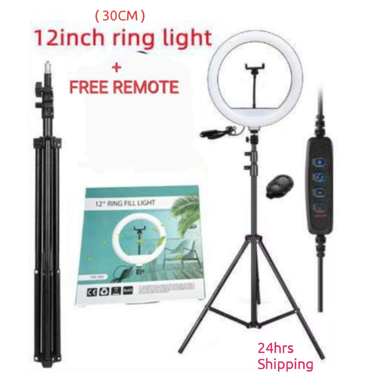 Large 30CM Selfie Ring Light With Tripod Stand & Cell Phone Holder For Live Stream/Makeup, Led Camera Ringlight For YouTube Video/Photography Compatible With IPhone Android Phones (Upgraded)