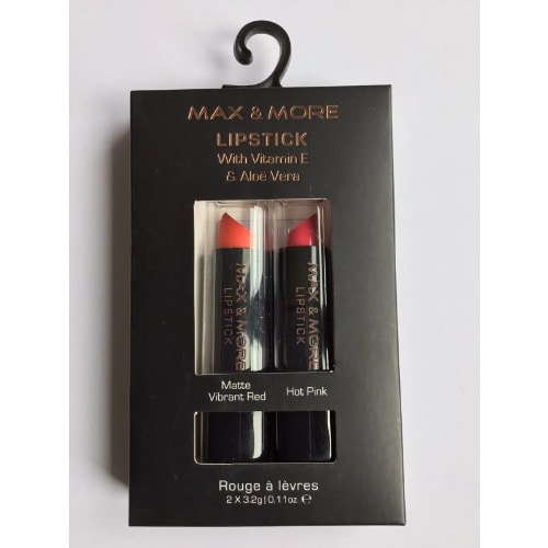 Max And More Lipstick 2 Pack - Matte Vibrant Red And Hot Pink