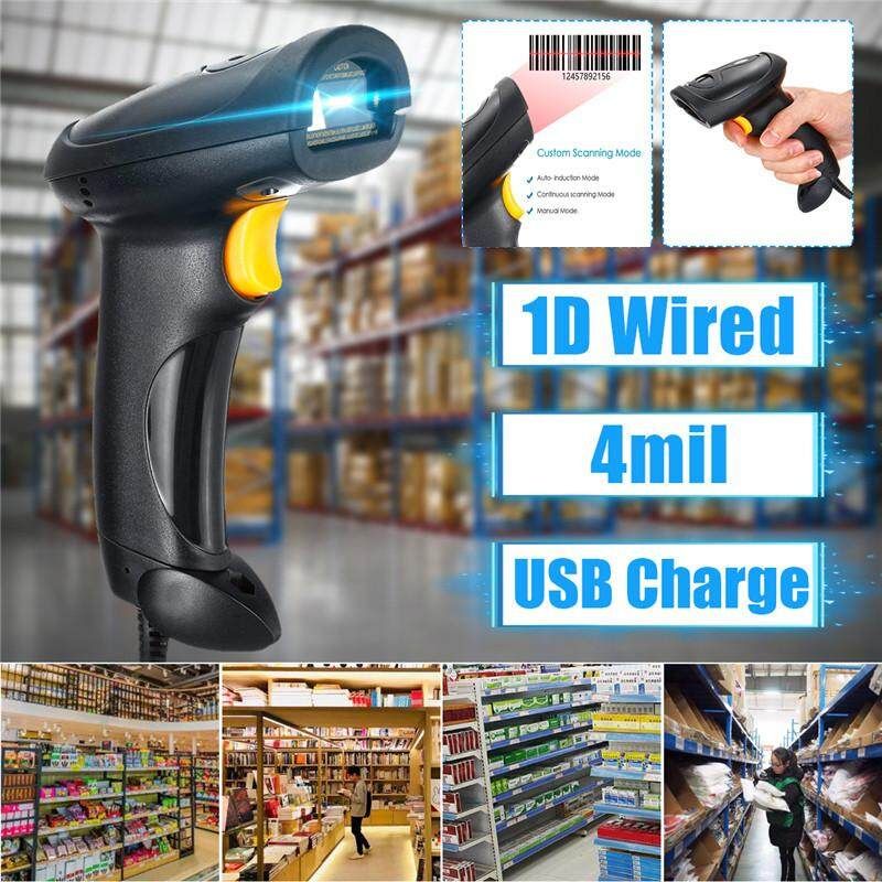 Portable 1D Barcode Scanner Automatic Bar Handheld USB Reader Laser Wired Scan POS 200 Times / Sec DC3.3V For Supermarket